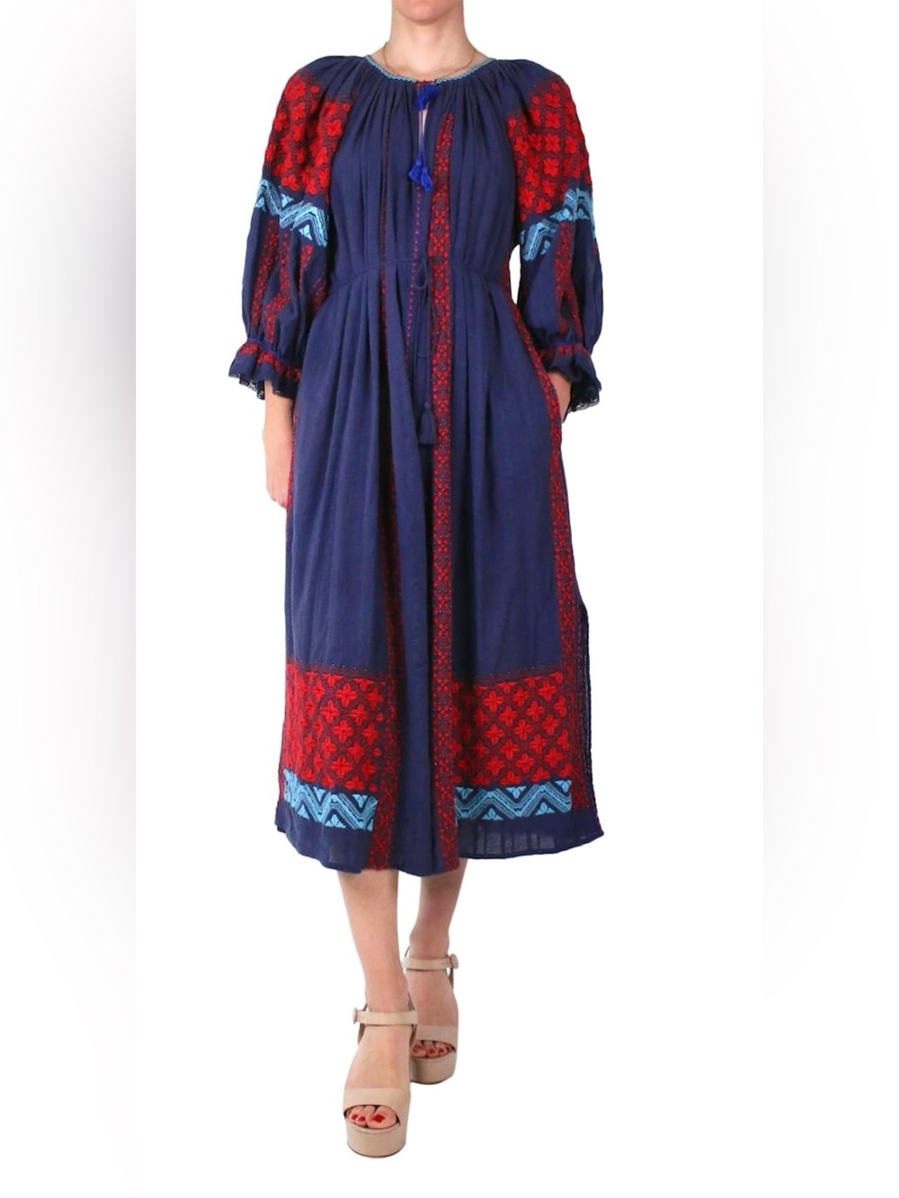 ULLA JOHNSON Embroidered Midi Dress